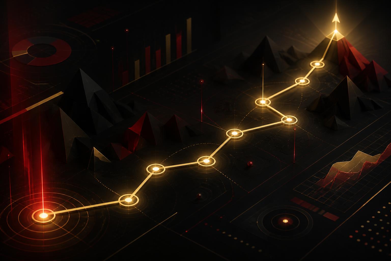 AI marketing consulting strategy roadmap visualization in red and gold